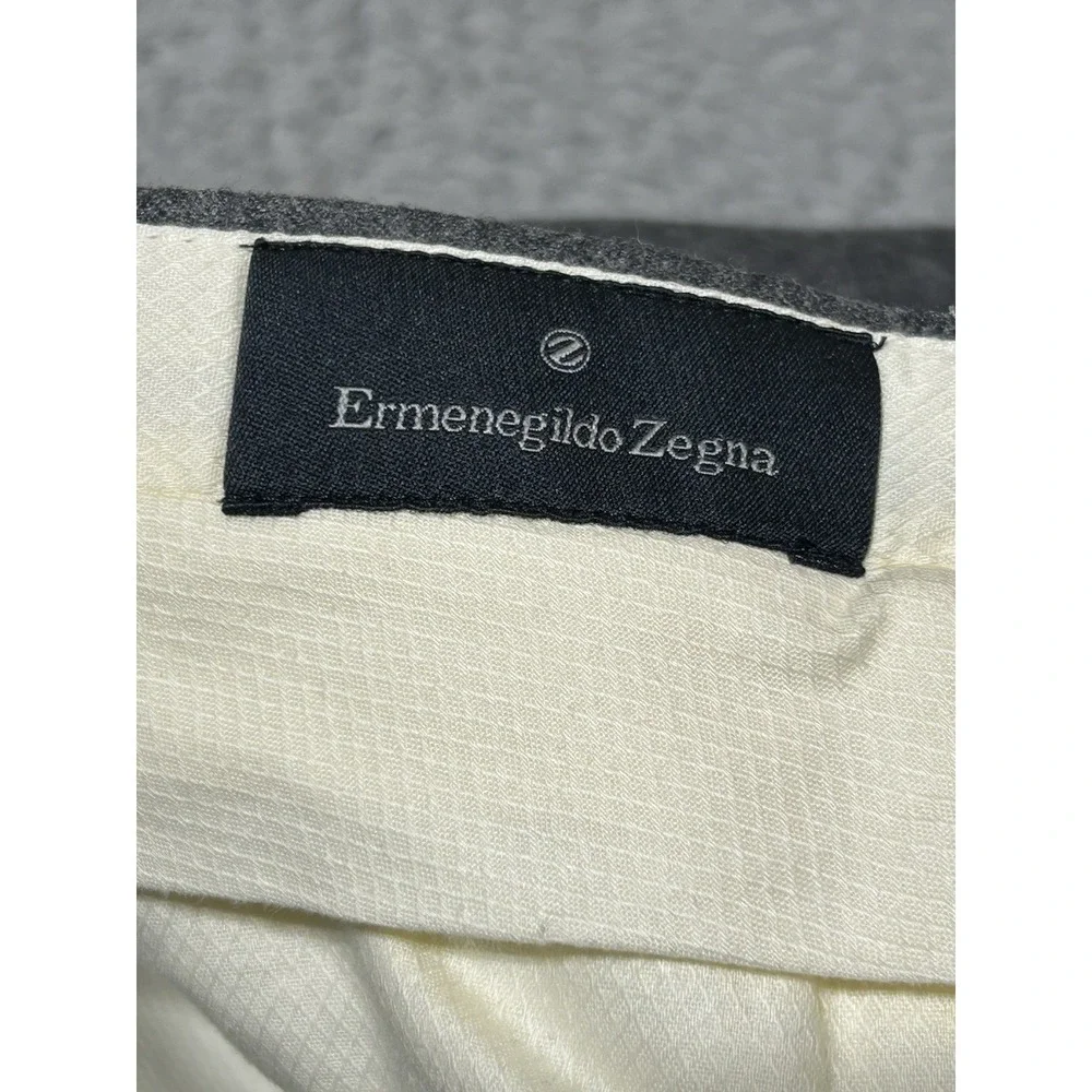 ERMENEGILDO ZEGNA Trousers Mens 40R 100% Wool Raw Hem Pleated‎ Dress Pants Italy